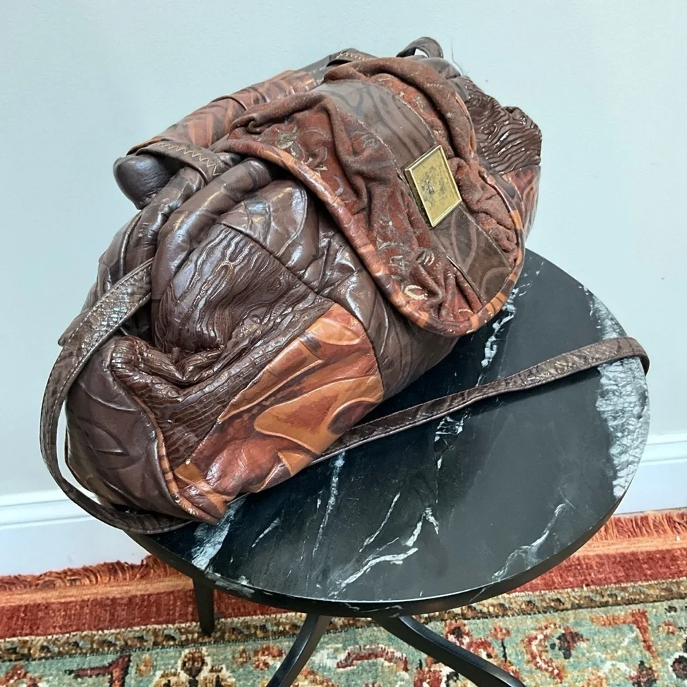 80s tool leather oblong brown crossbody bag - Picture 7 of 10